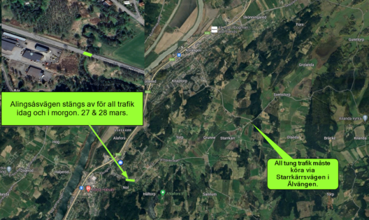 Väg i Alafors stängs av - Alekuriren